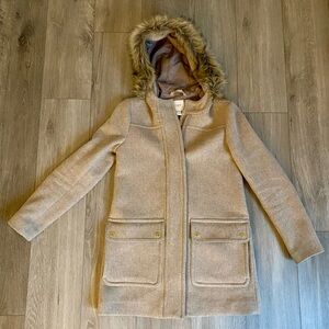 J. Crew Vail Parka Wool Blend Coat in Heather Tan Size 00